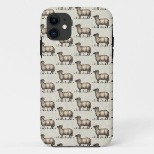 Vintage Sheep Illustration: Farm Classic Art iPhone 11 Case