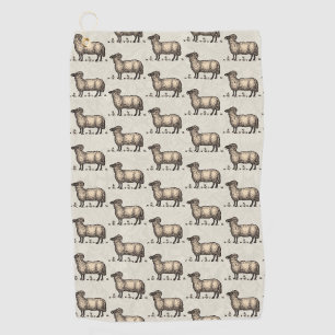 Vintage Sheep Illustration: Farm Classic Art Golf Towel