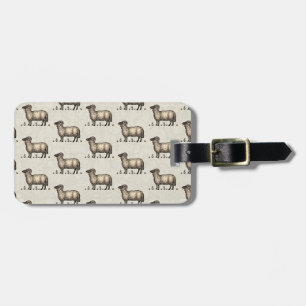 Vintage Sheep Illustration: Farm Classic Art Luggage Tag