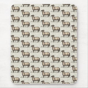 Vintage Sheep Illustration: Farm Classic Art Mouse Mat