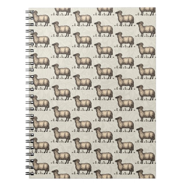 Vintage Sheep Illustration: Farm Classic Art Notebook (Front)