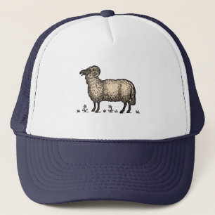 Vintage Sheep Illustration: Farm Classic Art Trucker Hat