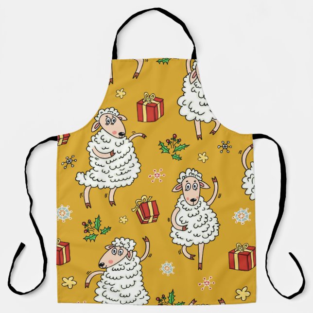 Vintage sheep: pastoral background. apron (Front)
