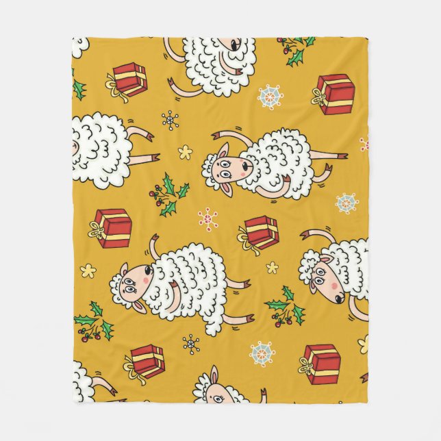 Vintage sheep: pastoral background. fleece blanket (Front)