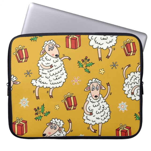 Vintage sheep: pastoral background. laptop sleeve (Front)