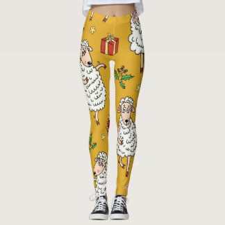 Vintage sheep: pastoral background. leggings