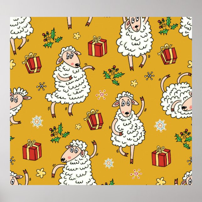 Vintage sheep: pastoral background. poster (Front)