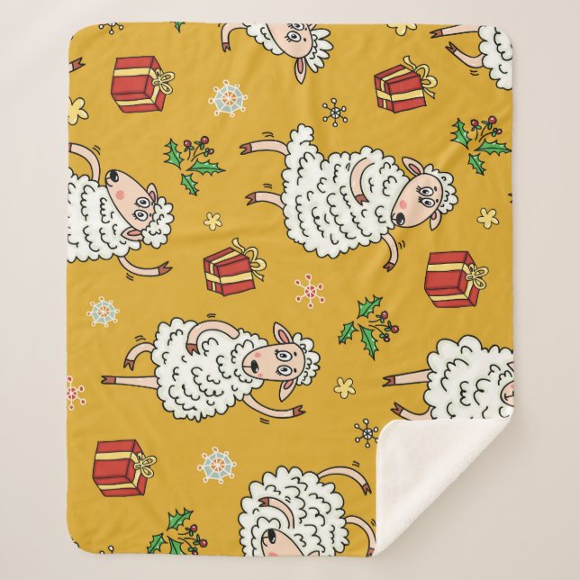 Vintage sheep: pastoral background. sherpa blanket (Front)