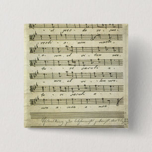 Vintage Sheet Music, Antique Musical Score 1810 15 Cm Square Badge