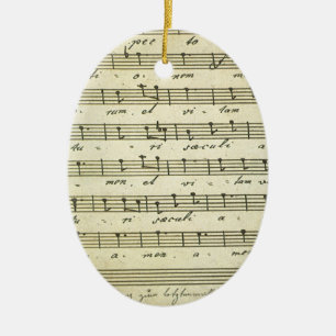 Vintage Sheet Music, Antique Musical Score 1810 Ceramic Tree Decoration