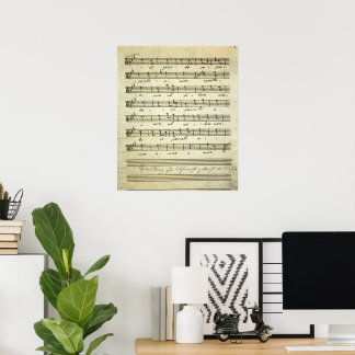 Vintage Sheet Music, Antique Musical Score 1810 Poster