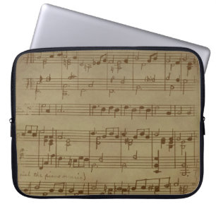 Vintage sheet music background laptop sleeve