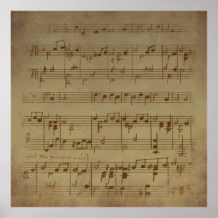 Vintage sheet music background poster