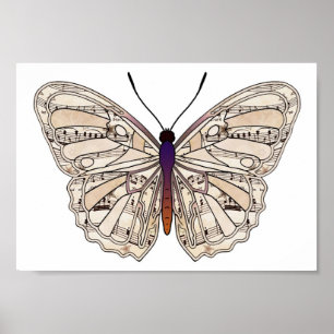Vintage sheet music - Butterfly Poster