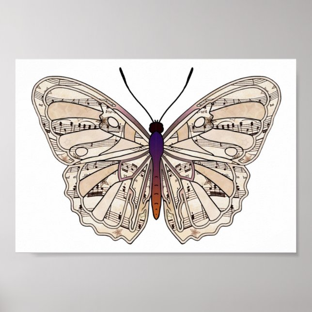 Vintage sheet music - Butterfly Poster (Front)