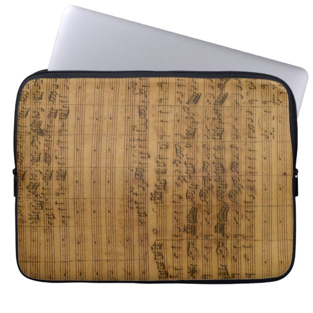 Vintage Sheet Music by Johann Sebastian Bach Laptop Sleeve (Front)
