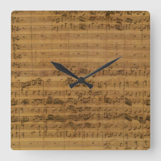 Vintage Sheet Music by Johann Sebastian Bach Square Wall Clock