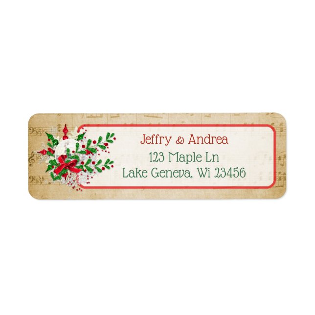 Vintage Sheet Music Christmas Address Labels (Front)