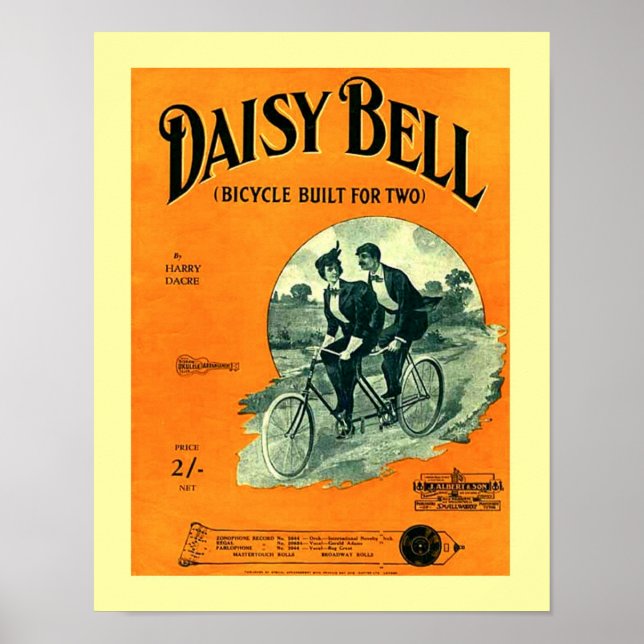 Vintage Sheet Music Daisy Bell Cover Copy Poster (Front)