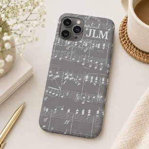 Vintage Sheet Music in Grey and White Signature iPhone 11 Pro Case