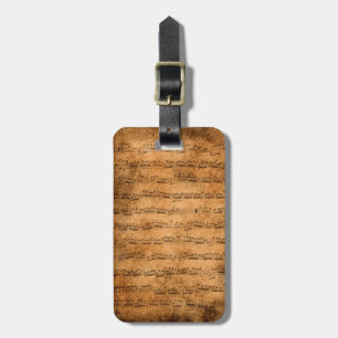 Vintage sheet music luggage tag