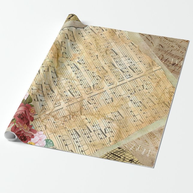 Vintage Sheet Music Musical Notes Gift Wrap (Unrolled)
