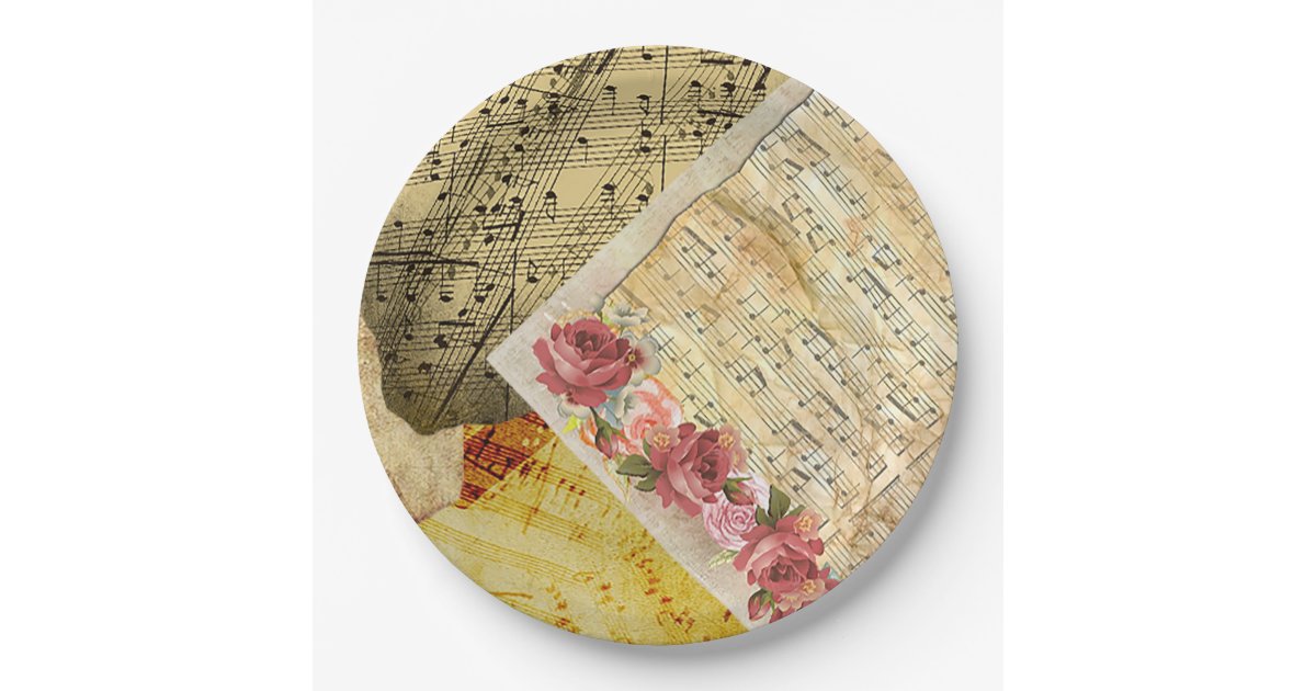 Vintage Sheet Music Musical Notes Paper Plates Zazzle