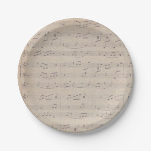 Vintage sheet music note musician musical paper plate