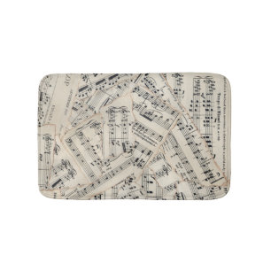 Vintage Sheet Music Paper Collage Bath Mat