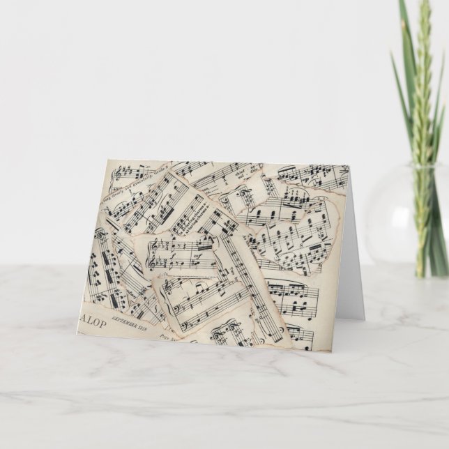 Vintage Sheet Music Paper Collage Card (Front)