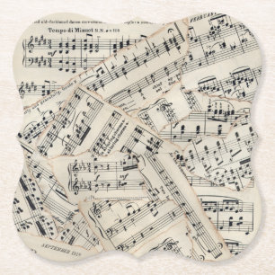 Vintage Sheet Music Paper Collage Coaster