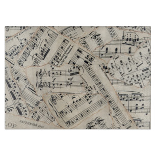 Vintage Sheet Music Paper Collage Cutting Board