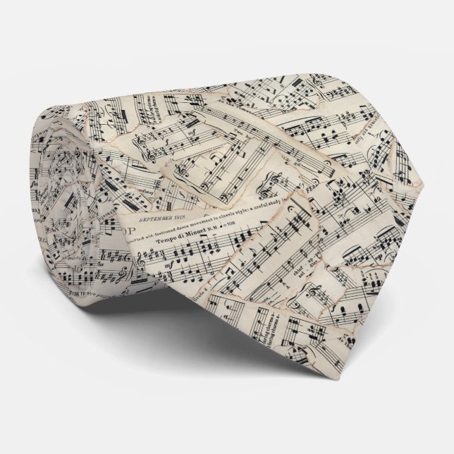 Vintage Sheet Music Paper Collage Tie (Rolled)