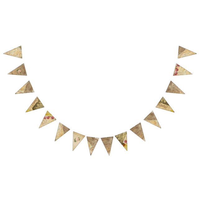 Vintage Sheet Music Pink Rose Party Flag Banner (All)