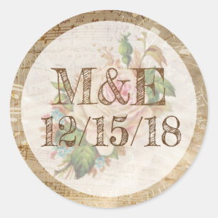 Vintage Sheet Music Rose Personalised Stickers