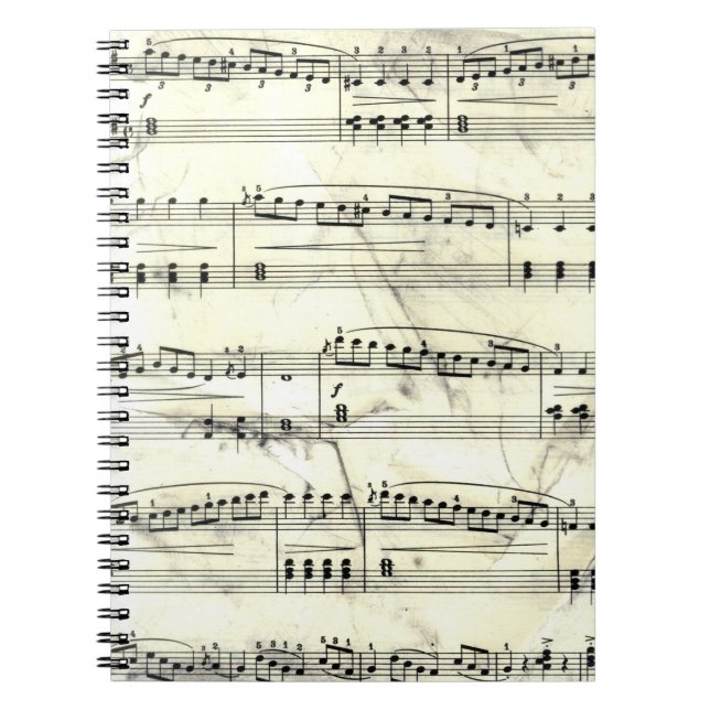 Vintage Sheet Music Rustic Paper Print Notebook (Front)