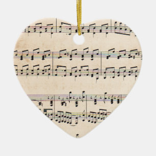 Vintage Sheet Music Score Notes Ceramic Tree Decoration