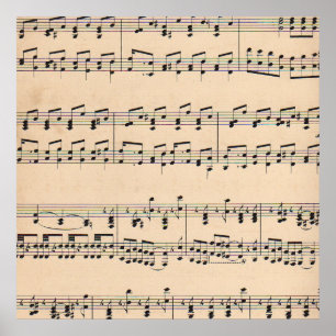 Vintage Sheet Music Score Notes Poster