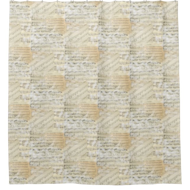 Vintage Sheet Music Shower Curtain (Front)