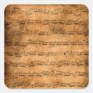 Vintage sheet music square sticker