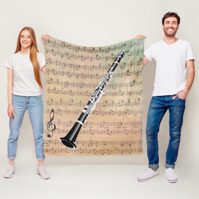 Vintage Sheet Music With a Clarinet Fleece Blanket (In Situ)