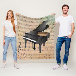 Vintage Sheet Music With a Piano Fleece Blanket