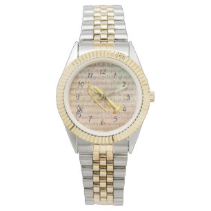 Vintage Sheet Music With a Trumpet Watch