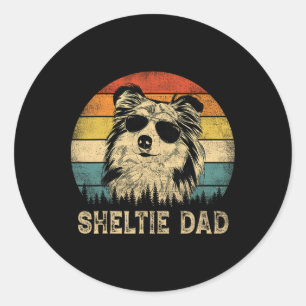 Vintage Sheltie Dad Dog Lovers Father&# s Day Tee Classic Round Sticker