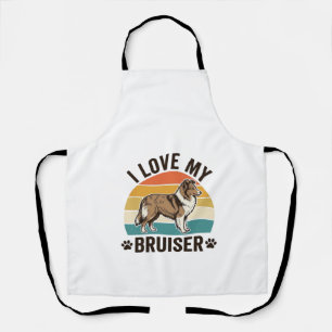 Vintage Sheltie Dog I Love My Bruiser Retro Design Apron