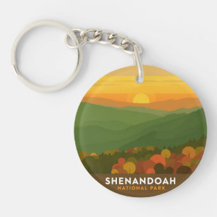 Vintage Shenandoah National Park Fall Sunset Key Ring