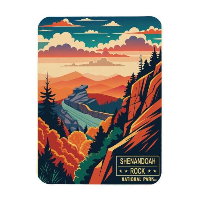 Vintage Shenandoah Rock National Park Magnet (Vertical)