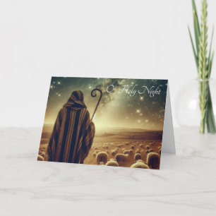 Vintage Shepherd Watching Over Flock Christmas  Holiday Card