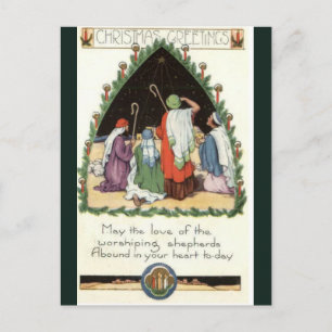 Vintage Shepherds Watch in Bethlehem Christmas Postcard