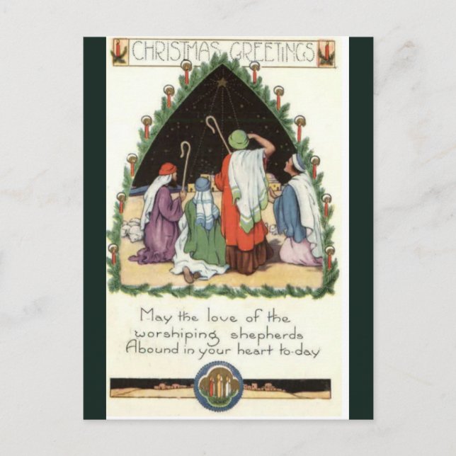Vintage Shepherds Watch in Bethlehem Christmas  Postcard (Front)
